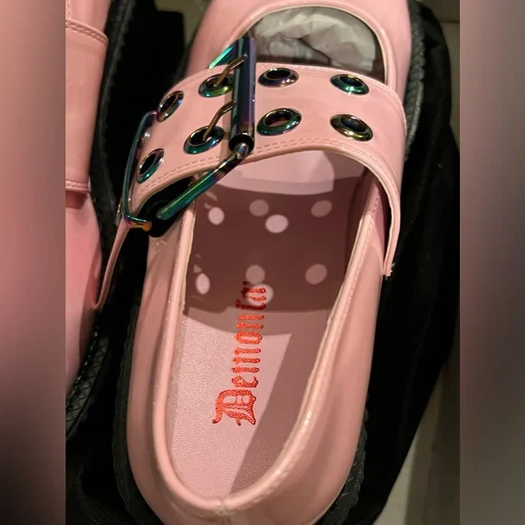 NIB- Dolls Kill x Demonia Baby Pink Holo Creeper Mary Jane - Picture 6 of 13